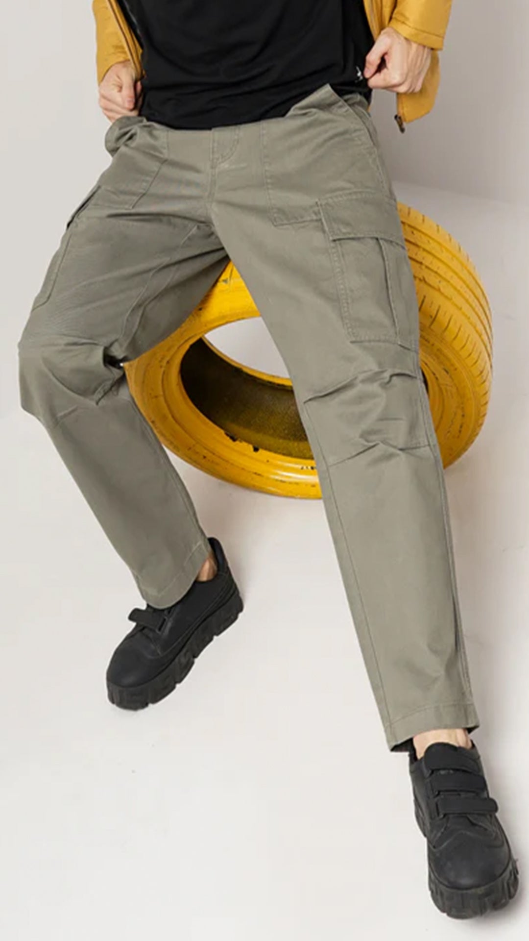 Celio Cotton Straight Fit Olive Trouser