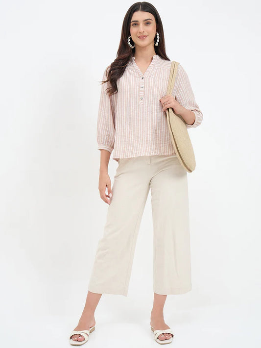 MADAME Brown Puff Sleeve Top