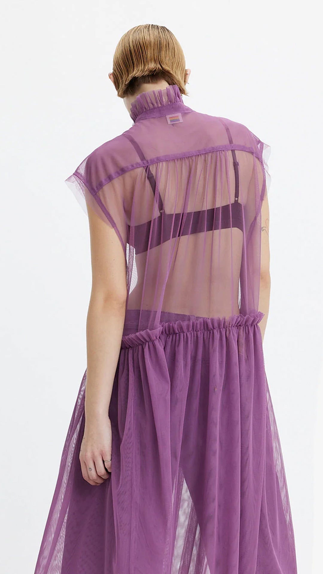 Levi's Women's High Neck Net A-Line Sheer Midi Dress