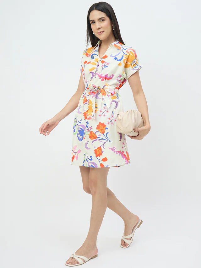 MADAME Off-White Pure Cotton Dress