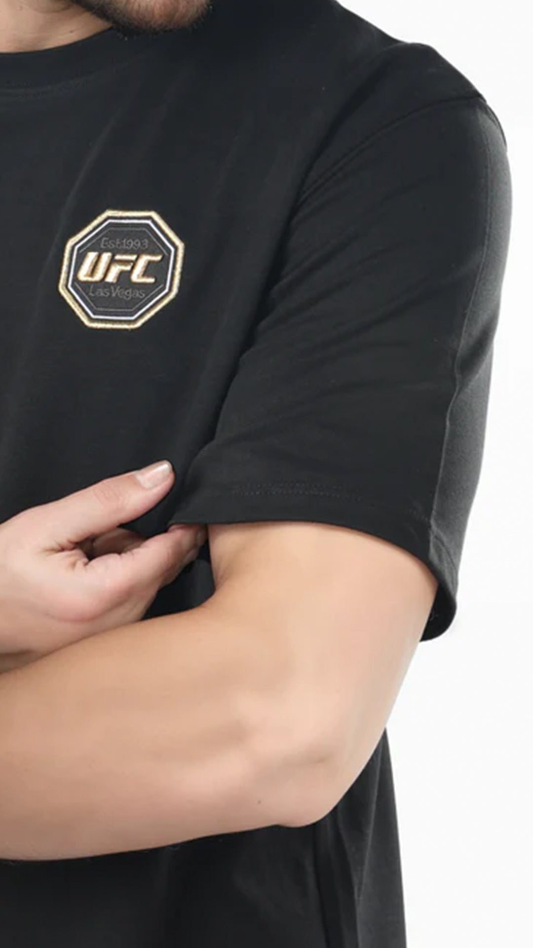 Celio UFC Oversized Cotton-Poly-Blend Black T-Shirt (40% Off)