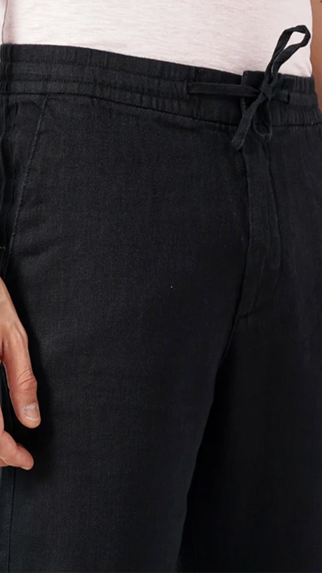 Celio Linen Regular Fit Black Trouser