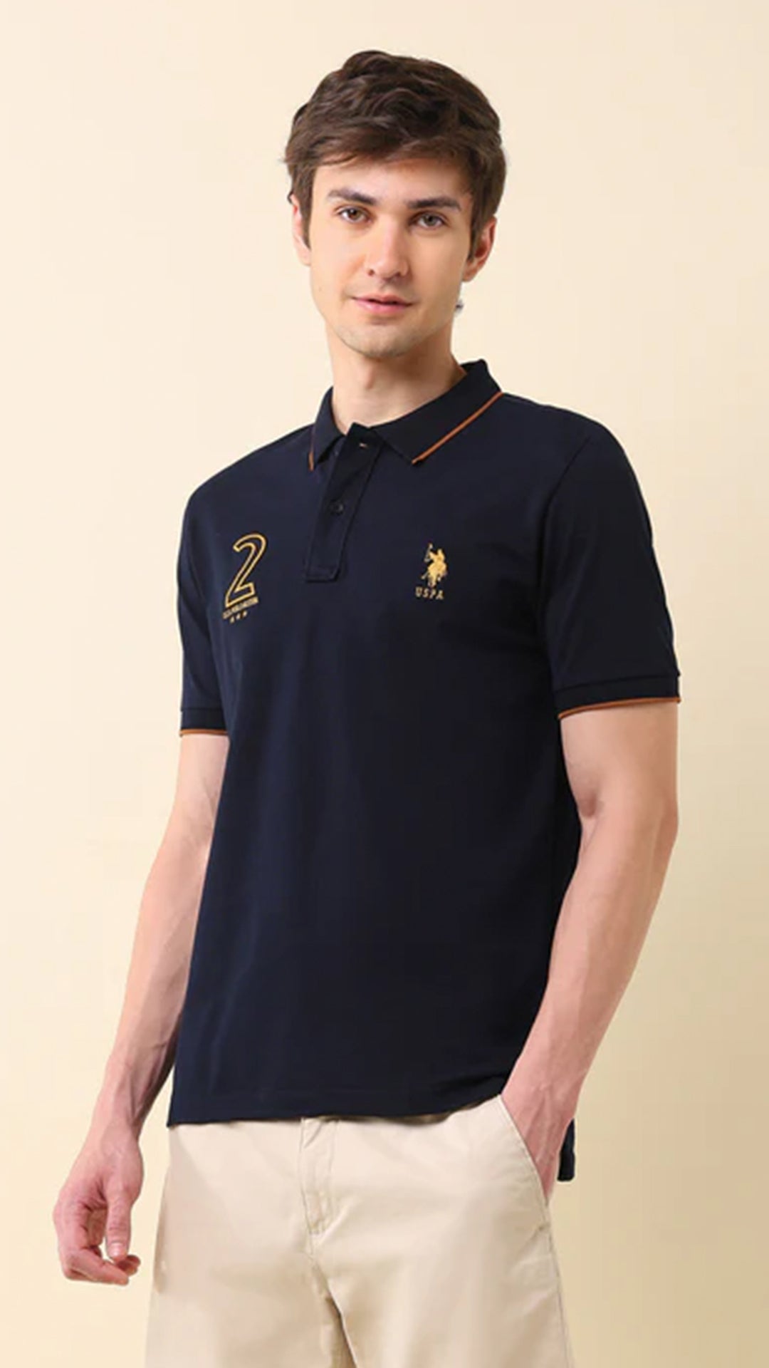 USPA Brand Appliqued Gold Cup Polo Shirt