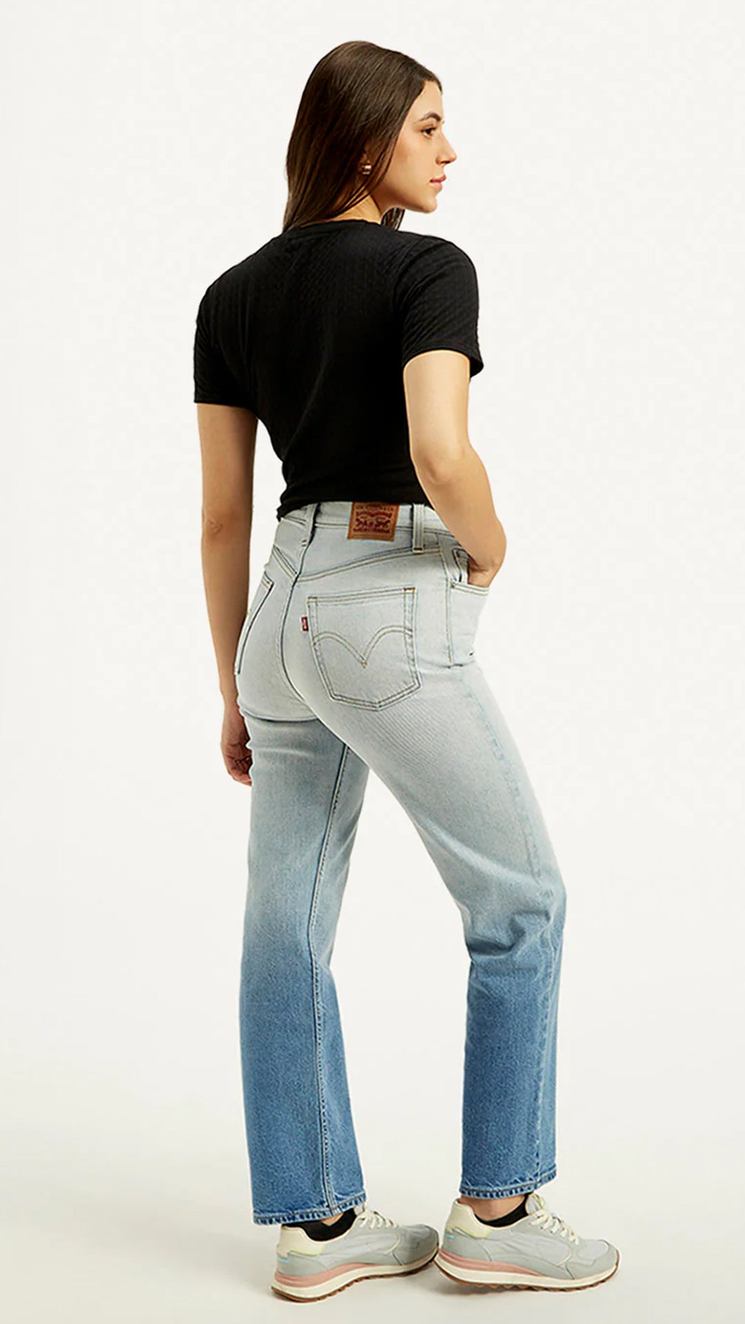 Levi's Women's Blue Ribcage Straight Fit High Rise Jeans