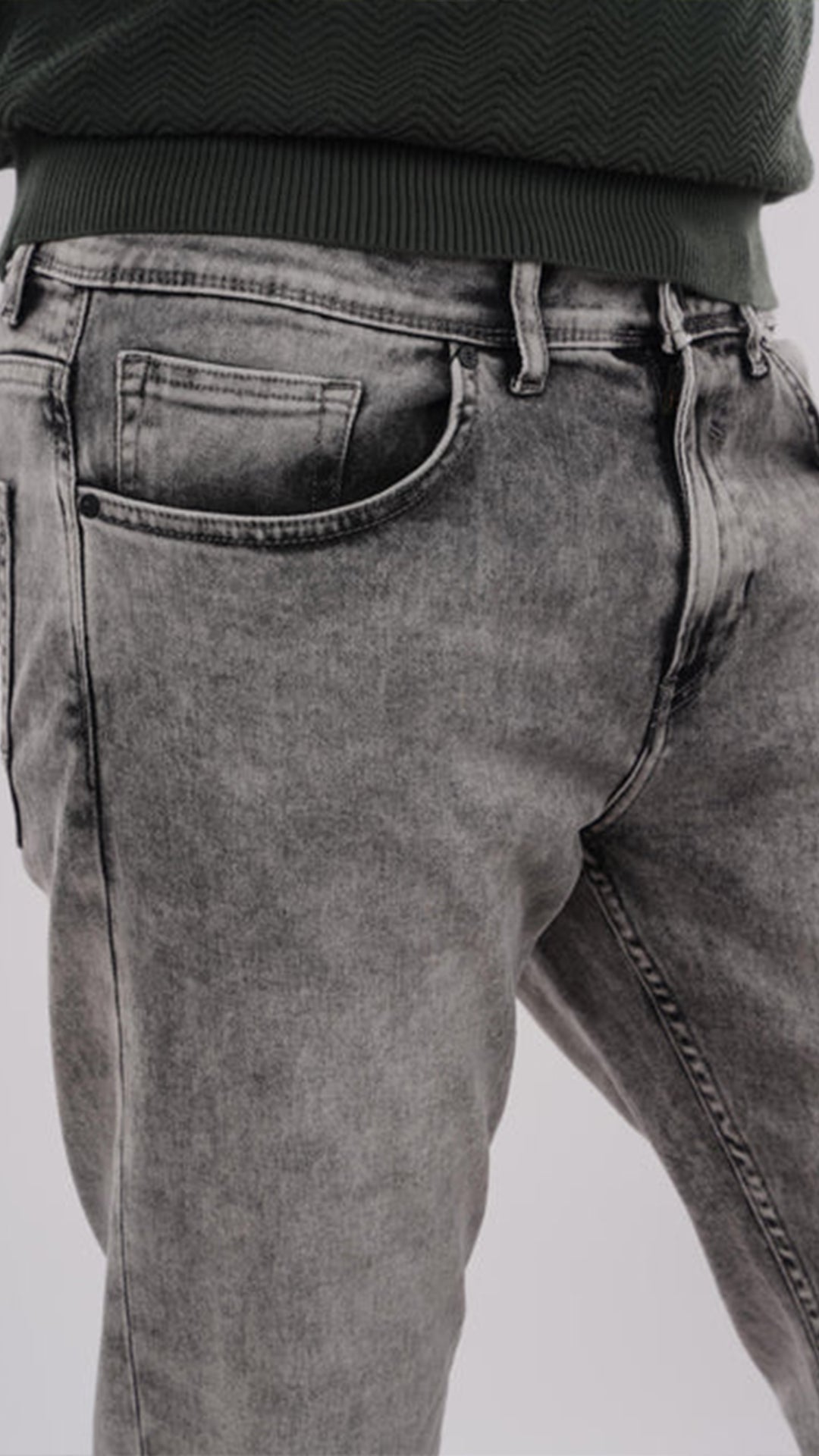 Celio Cotton Straight Fit Grey Jeans (50% Off)