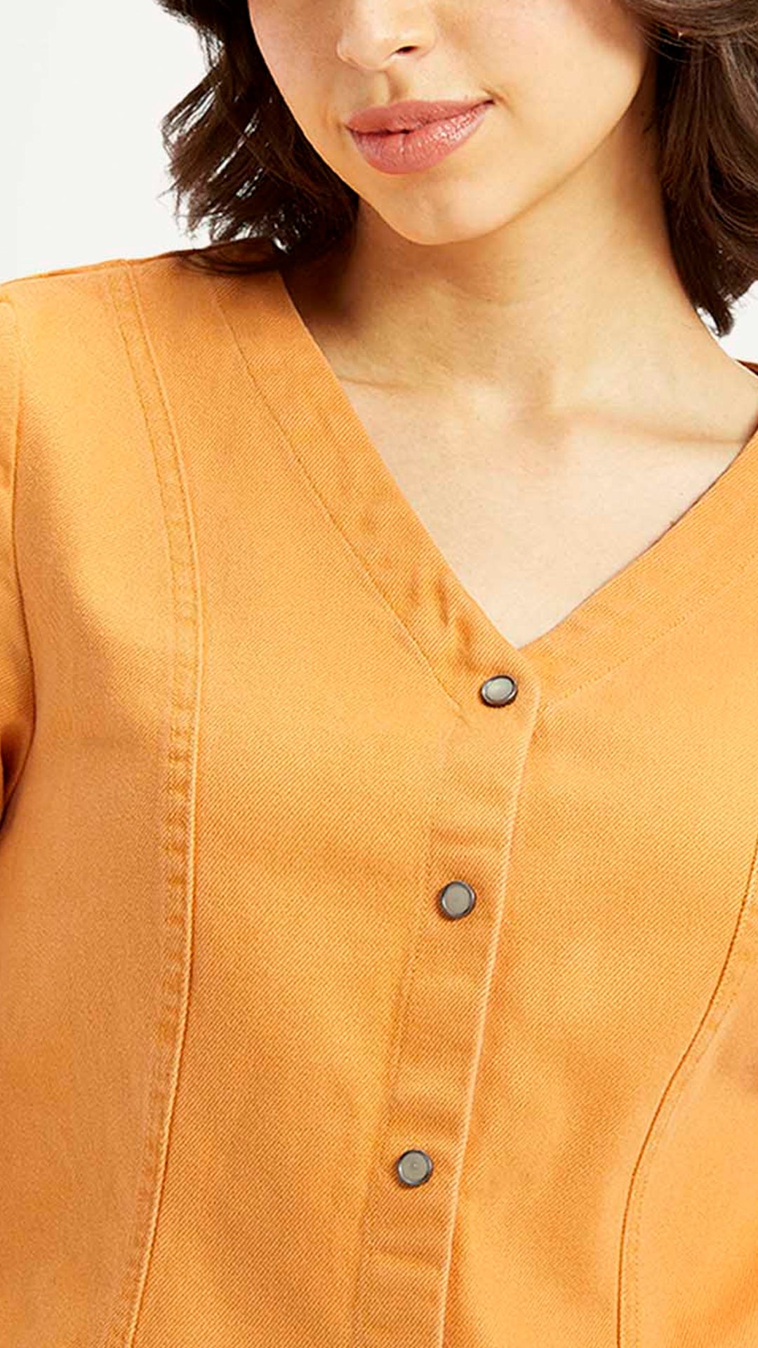 Levi's Women's Solid Orange V-Neck Dress
