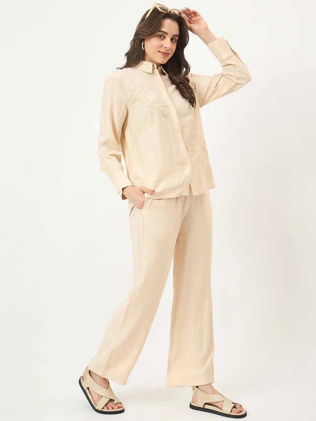 MADAME Beige Rayon-Blend Co-ord Dress