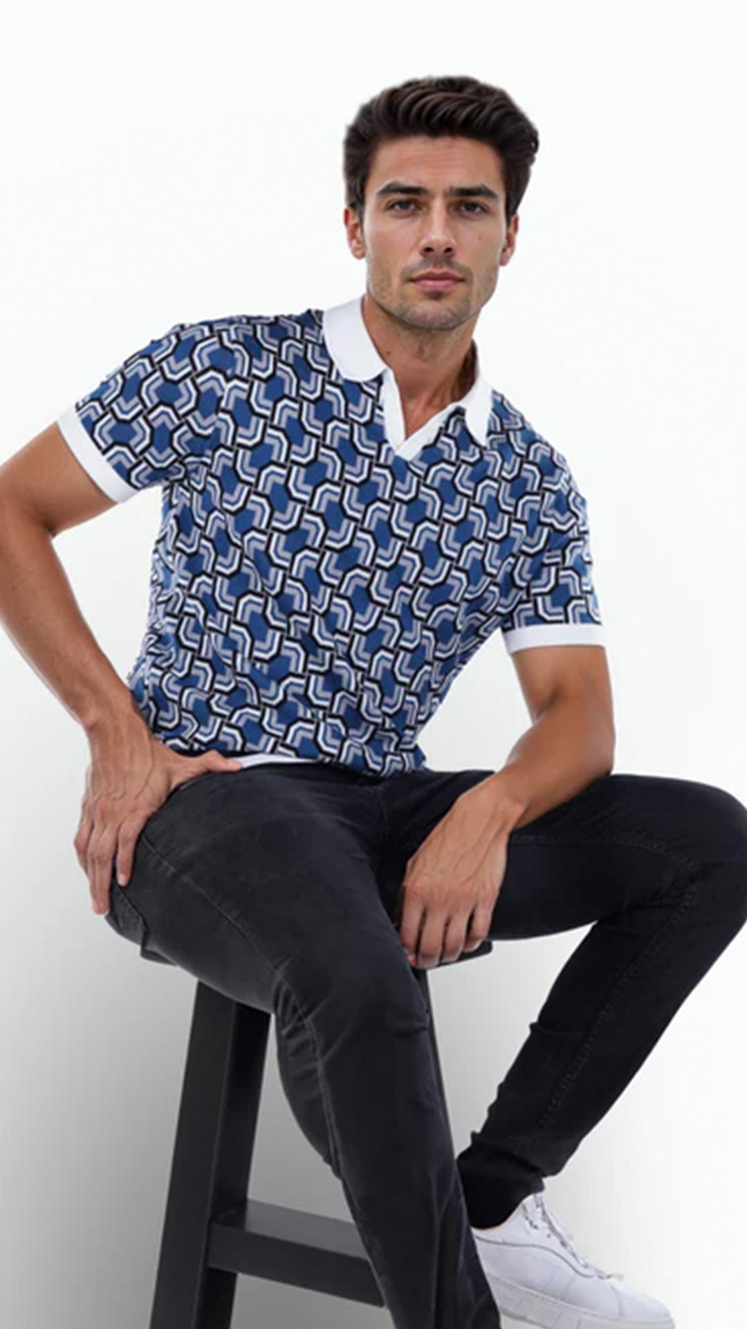 Celio Printed Regular Fit Cotton Blue T-Shirt