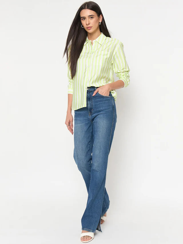 MADAME Lime Viscose-Blend Shirt