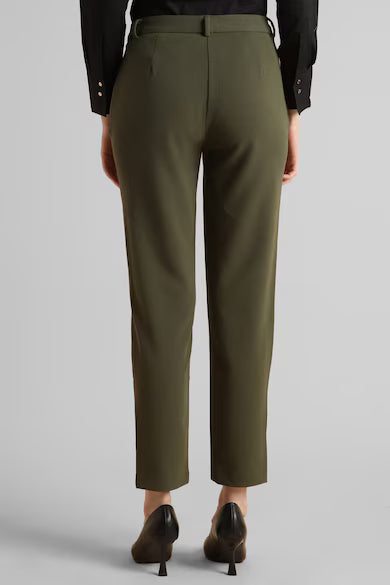 VAN HEUSEN Women Olive Solid Formal Regular Fit Trousers