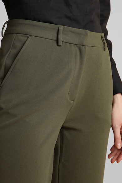 VAN HEUSEN Women Olive Solid Formal Regular Fit Trousers
