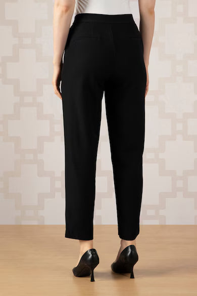 VAN HEUSEN Women Black Solid Formal Trouser Pants