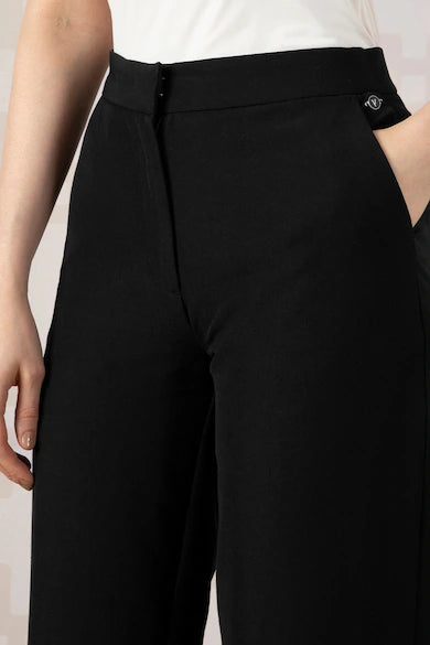 VAN HEUSEN Women Black Solid Formal Trouser Pants