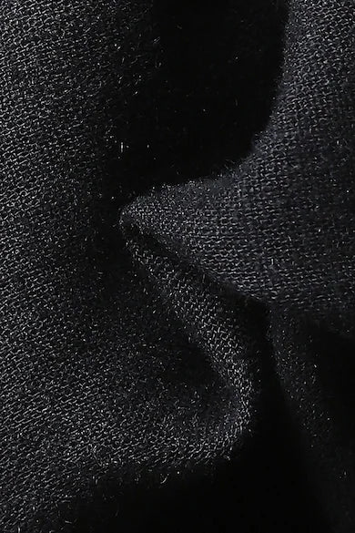 VAN HEUSEN Women Black Textured Linen Blend Casual Trouser Pants