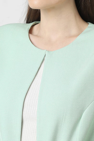 VAN HEUSEN Women Green Textured Blazer