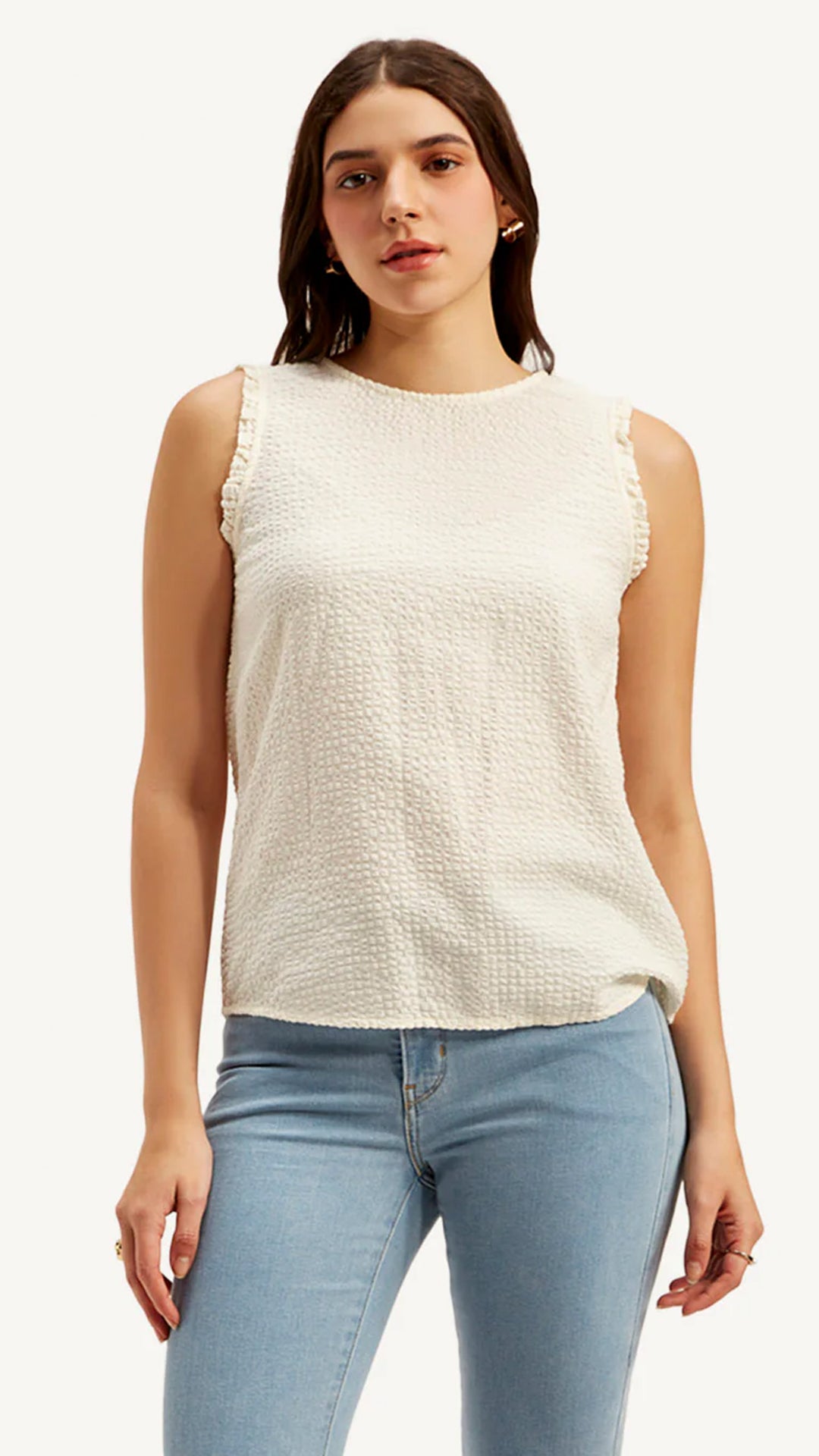 Levi's Women's Textured White Round Neck