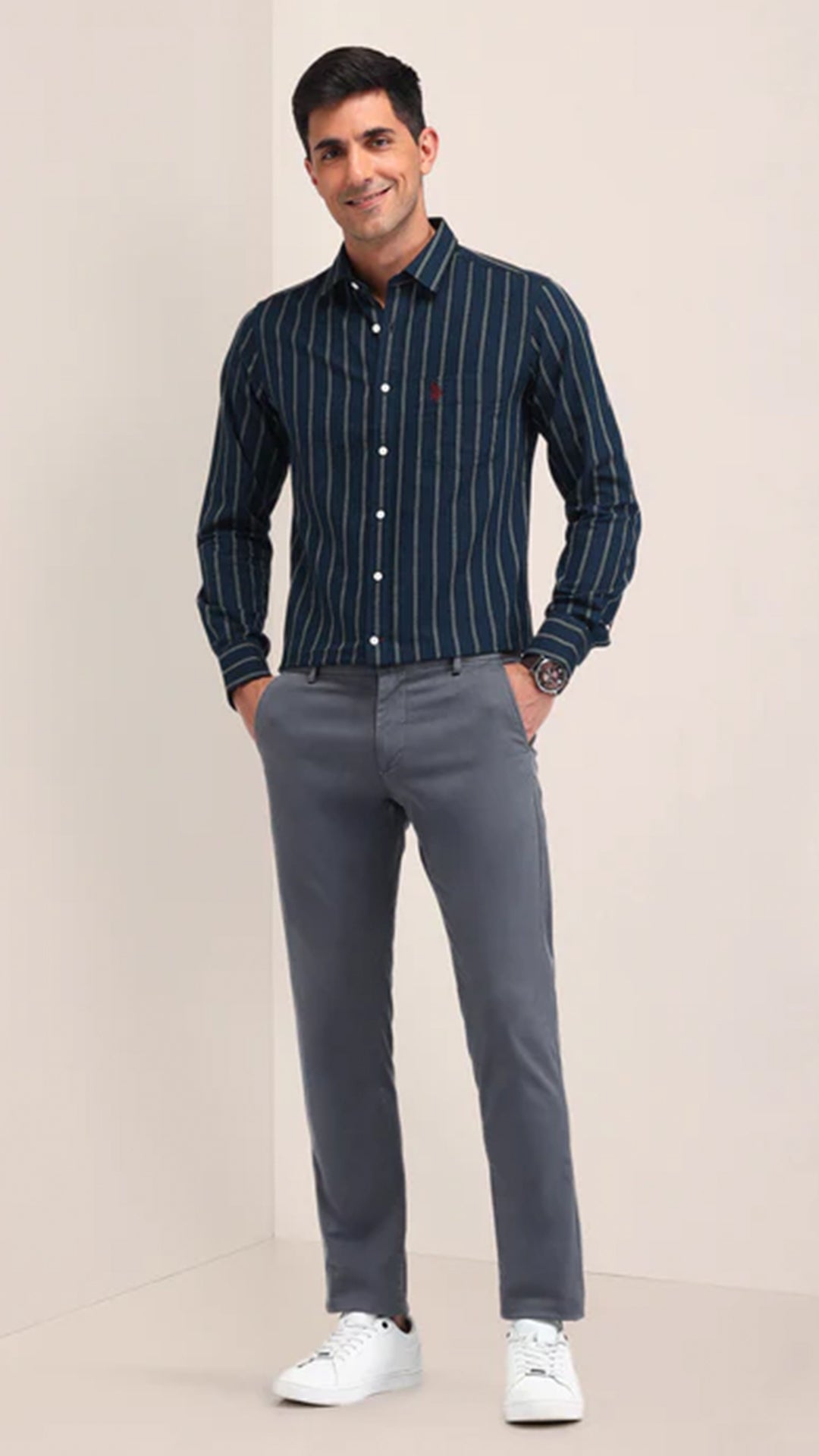 USPA Vertical Striped Tailored Fit Shirt