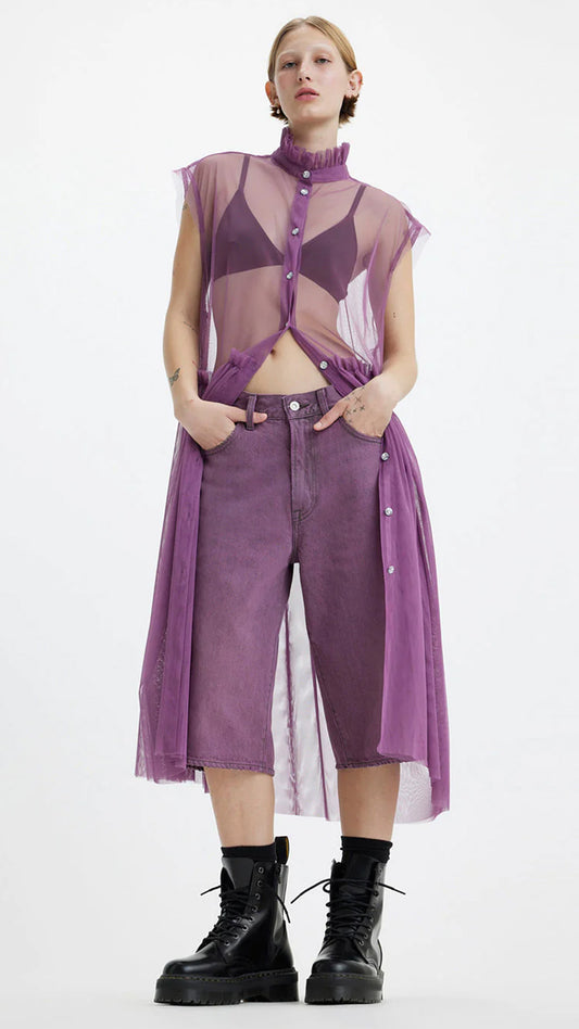 Levi's Women's High Neck Net A-Line Sheer Midi Dress