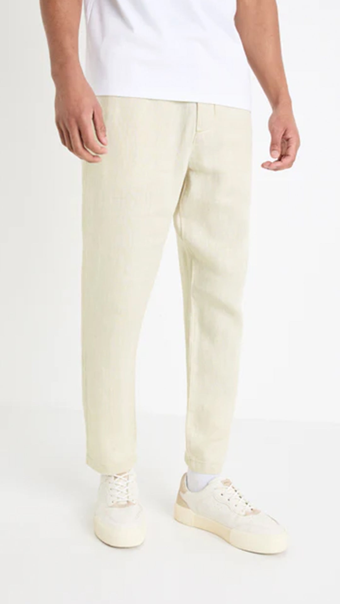 Celio Linen Regular Fit Off White Trouser