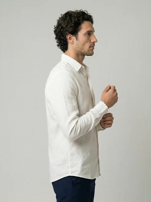 CELIO Mens White Solid Regular Fit Cotton Shirts