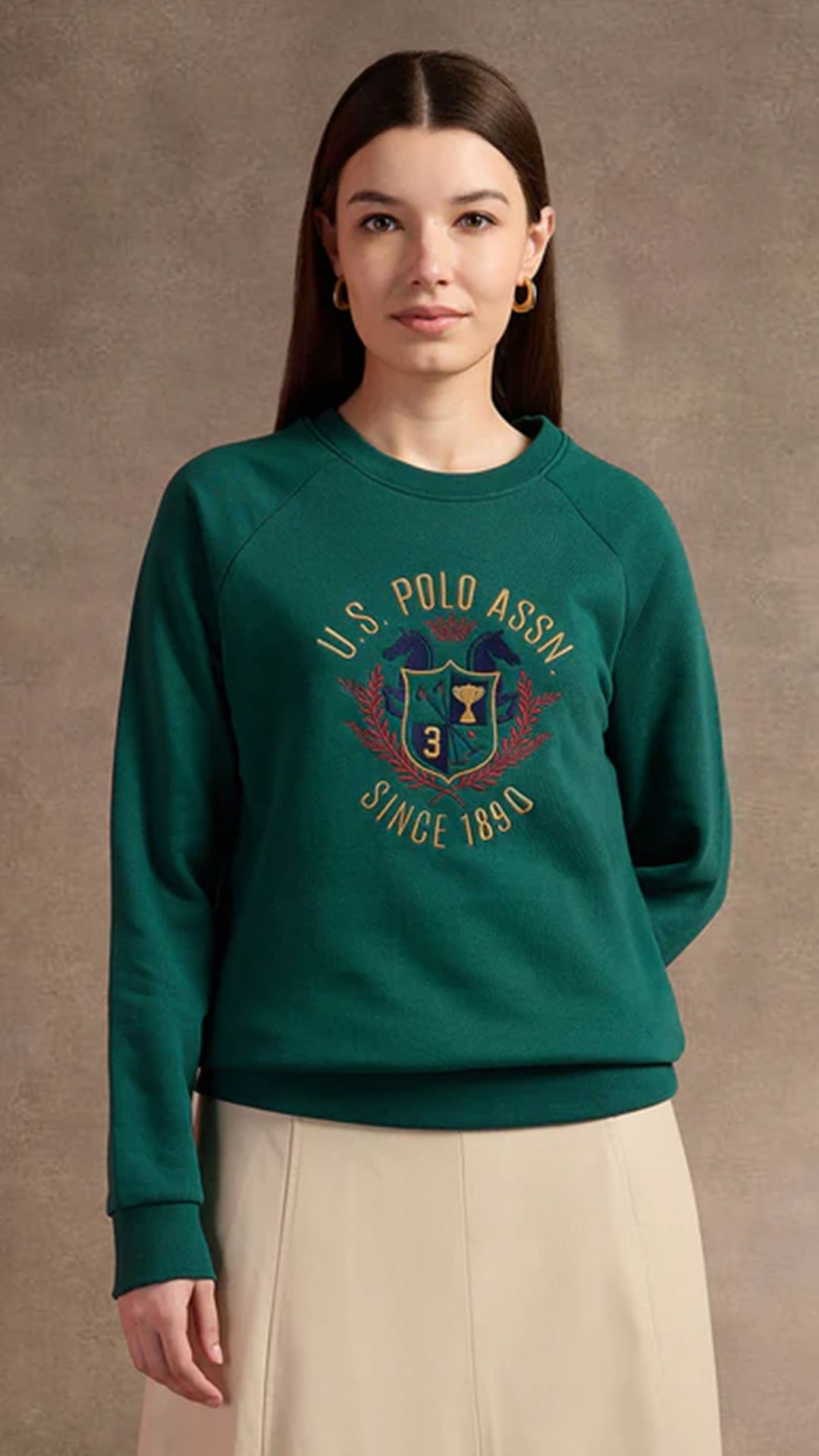 USPA Women's Raglan Sleeve Embroidered Sweatshirt