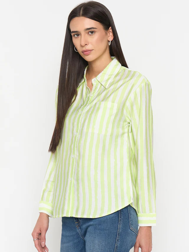 MADAME Lime Viscose-Blend Shirt