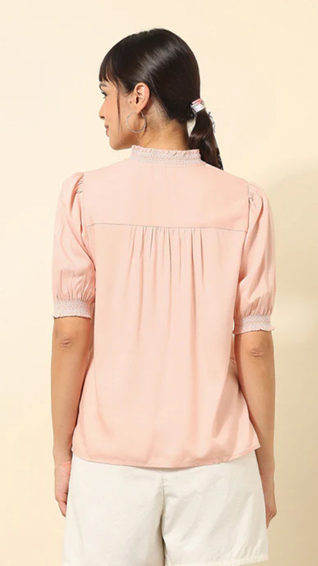 USPA Ruffle Neck Solid Top
