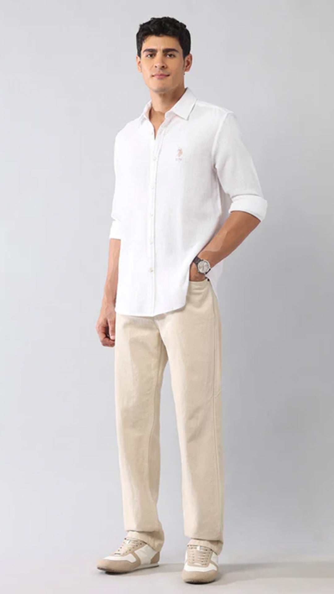 USPA Textured Dobby Regular Fit White Formal Shirt (10% Off)