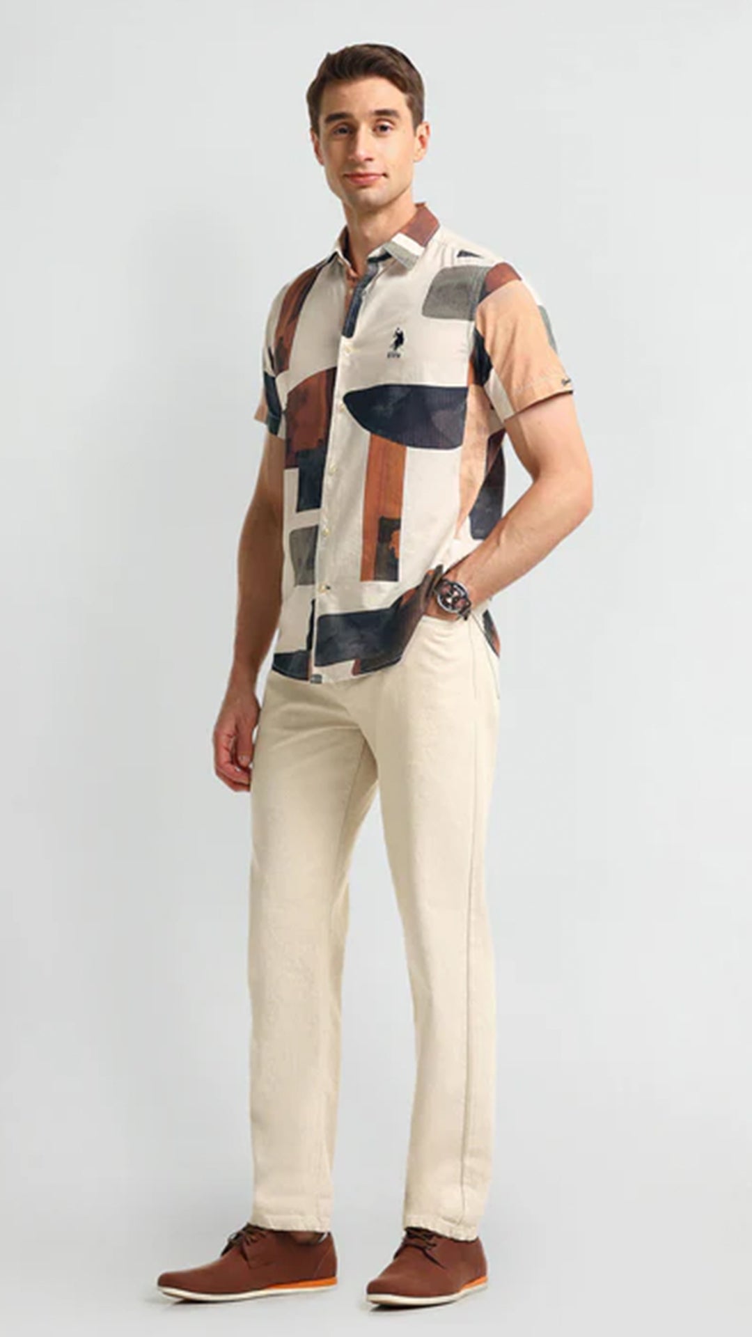 USPA Abstract Print Slim Fit Shirt (40% Off)