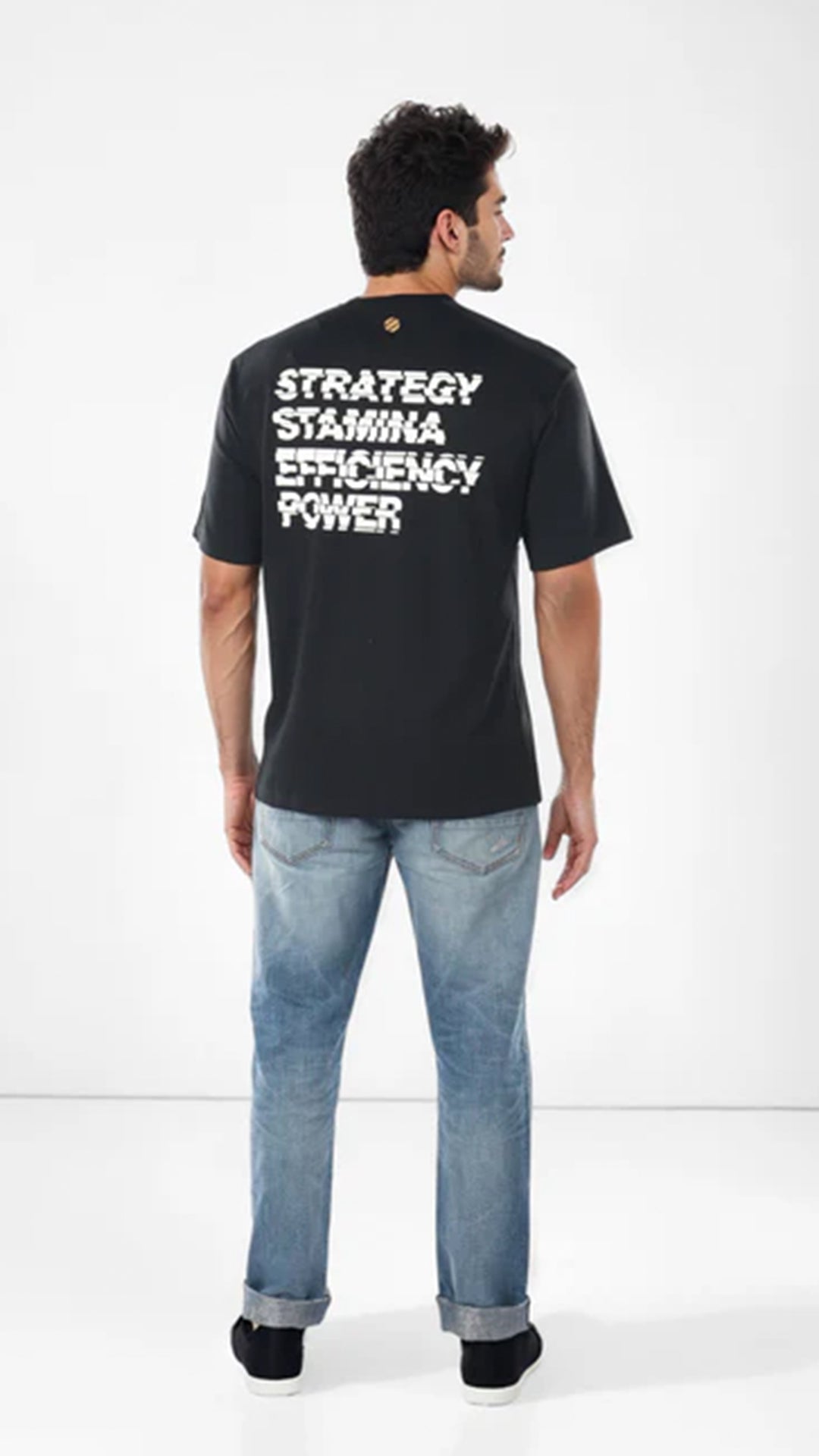 Celio UFC Oversized Cotton-Poly-Blend Black T-Shirt (40% Off)