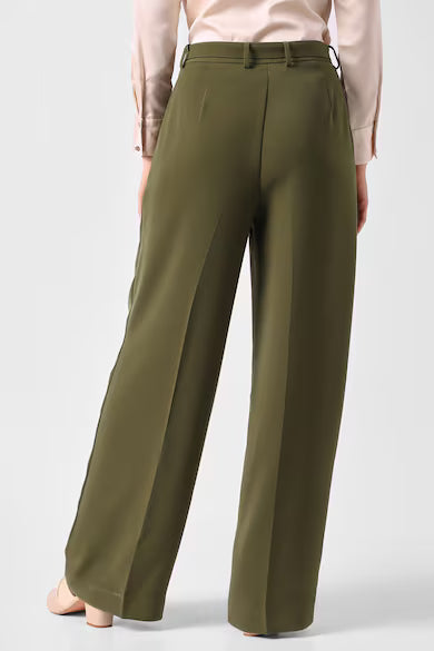 VAN HEUSEN Women Olive Solid Formal Trousers