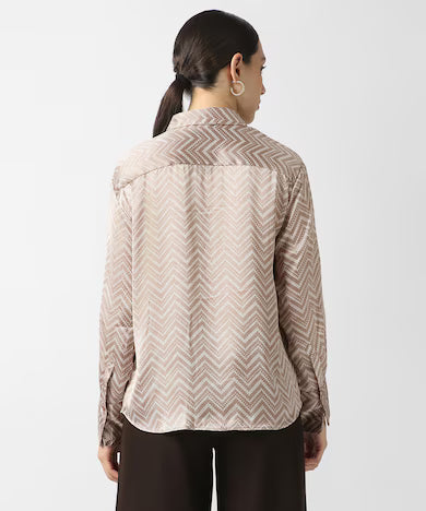 VAN HEUSEN Women Beige Check Long Sleeves Formal Shirt Top