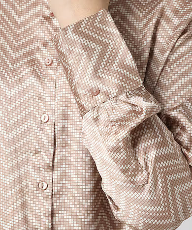 VAN HEUSEN Women Beige Check Long Sleeves Formal Shirt Top
