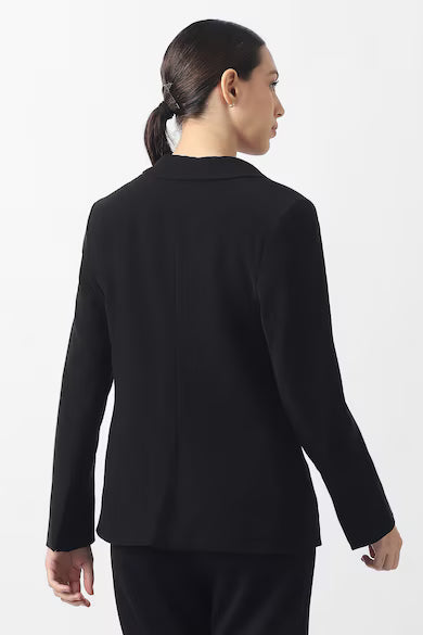 VAN HEUSEN Women Black Solid Blazer