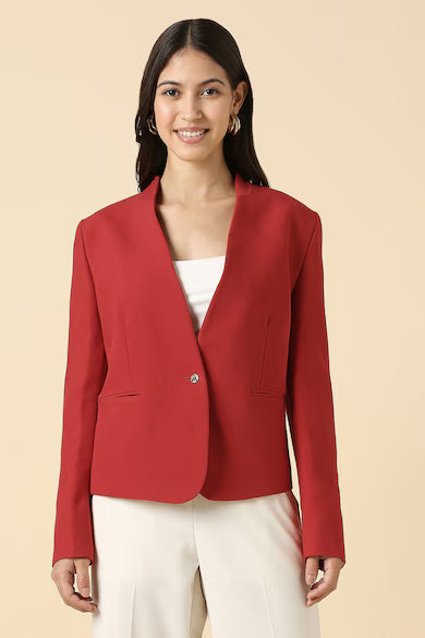 ALLEN SOLLY Women Red Blazer