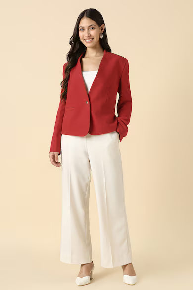 ALLEN SOLLY Women Red Blazer