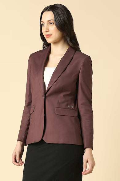 ALLEN SOLLY Women Brown Blazer