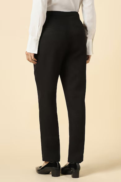 ALLEN SOLLY Women Black Solid Formal Trousers