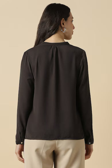 ALLEN SOLLY Women Brown Solid Formal Top