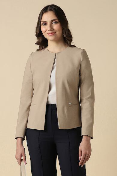 ALLEN SOLLY Women Beige Blazer