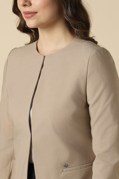 ALLEN SOLLY Women Beige Blazer