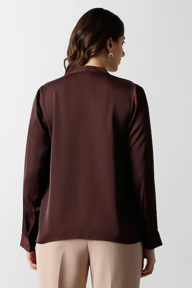 VAN HEUSEN Women Brown Solid Formal V Neck Top