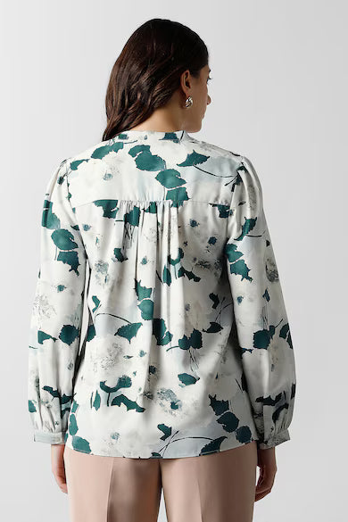 VAN HEUSEN Women White Print Long Sleeves Formal Shirt Top