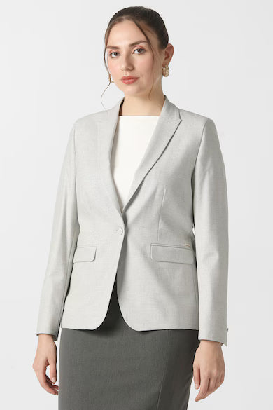 VAN HEUSEN Women Grey Textured Blazer