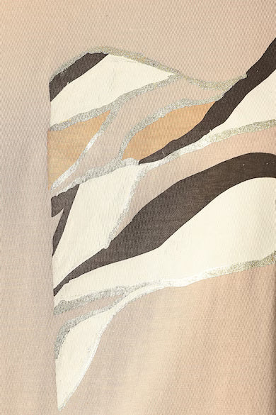 VAN HEUSEN Women Beige Print Casual Round Neck Top