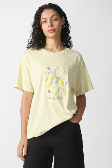 VAN HEUSEN Women Beige Graphic Print Casual Round Neck Top