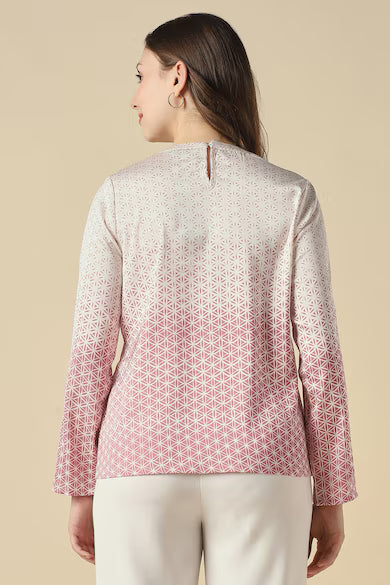 ALLEN SOLLY Women Pink Print Formal Top