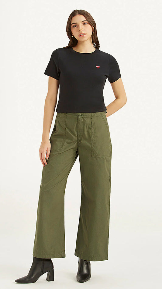 Levi's Women's Mid Rise Olive Baggy Cargo Trousers