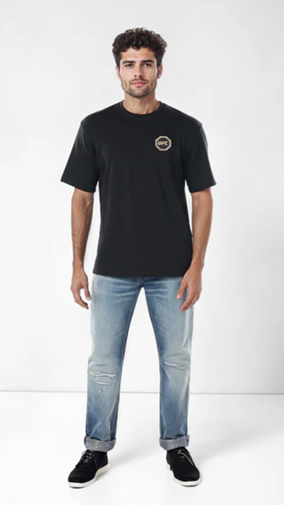 Celio UFC Oversized Cotton-Poly-Blend Black T-Shirt (40% Off)