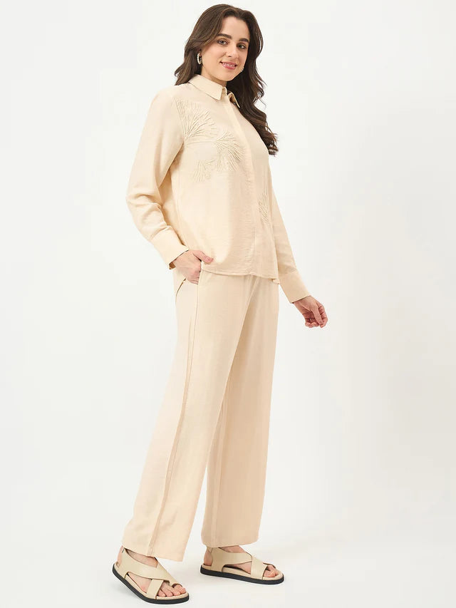 MADAME Beige Rayon-Blend Co-ord Dress